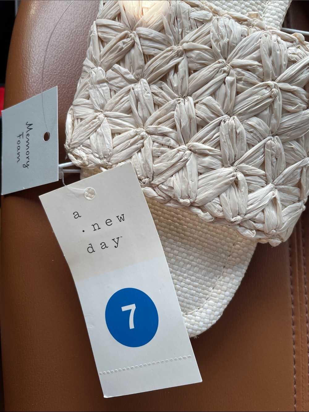 a • new day™️ NTW White Ariella Woven Slide Sandals Women's Casual Slides - Picture 3 of 4